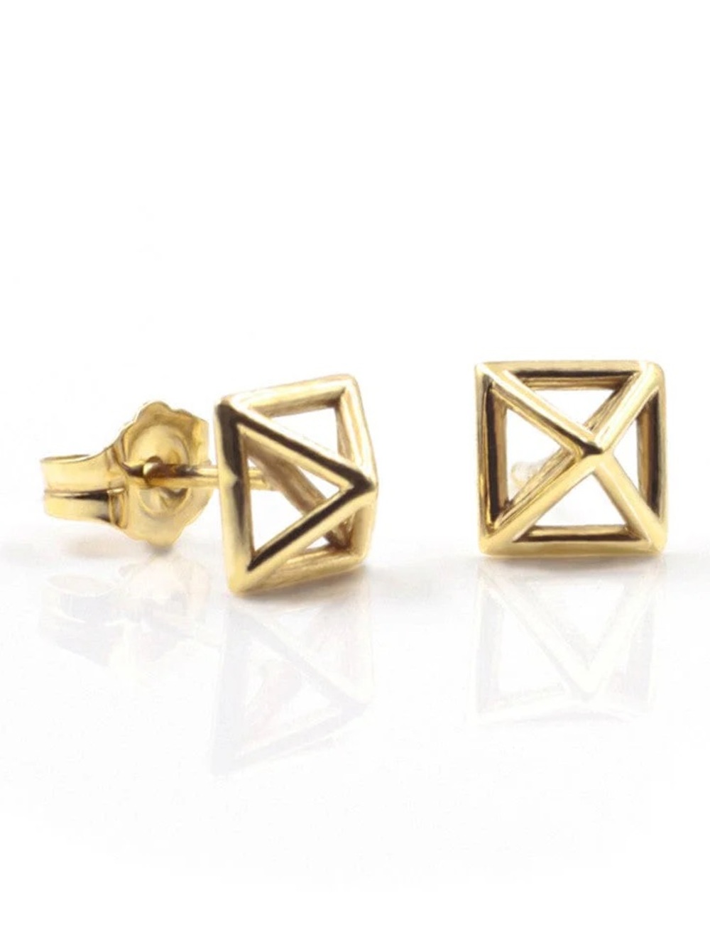 Gold-Plated Pyramid Stud Earrings